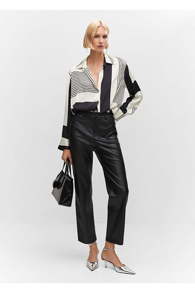 MANGO Woman Women's Black Trousers -57124408