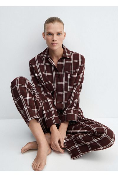 MANGO Pantaloni de pijama de damă roșu închis -57057743