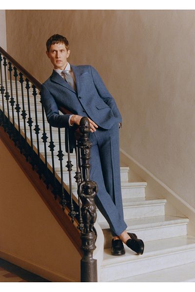 MANGO Ανδρικό παντελόνι Navy Blue -57105606