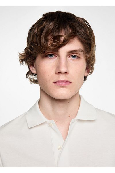 MANGO Chlapecké tričko s polo výstřihem – Off White, 67196010
