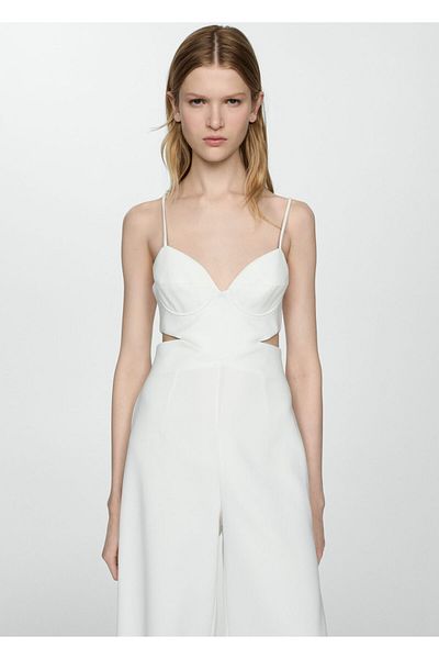 MANGO Woman Women's White Jumpsuit -57078268
