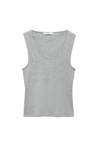 MANGO Graue Damenbluse aus Metall -57983804