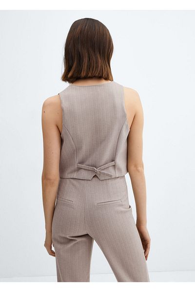 MANGO Woman Vestă de damă bej - Model 67984048