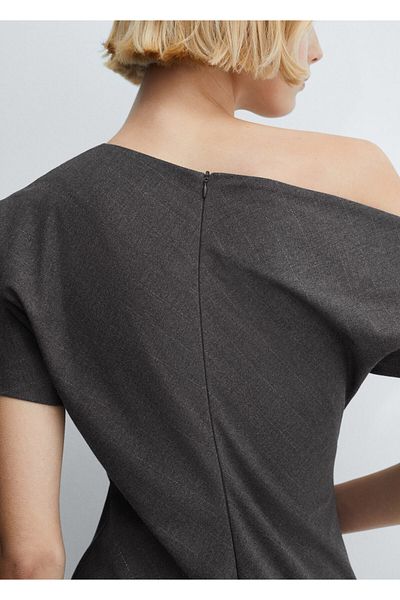 MANGO Woman Γκρι Μεταλλικό Γυναικείο Φόρεμα -67064074