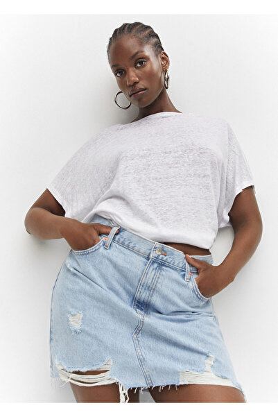 MANGO Woman Γυναικείο λευκό μπλουζάκι -57150262