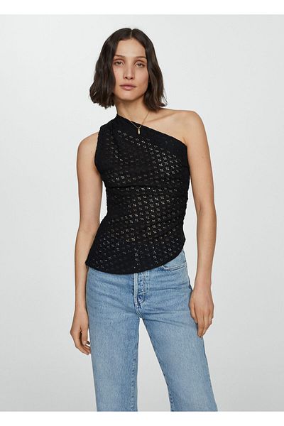 MANGO Woman Γυναικεία Μαύρη Μπλούζα -67047127