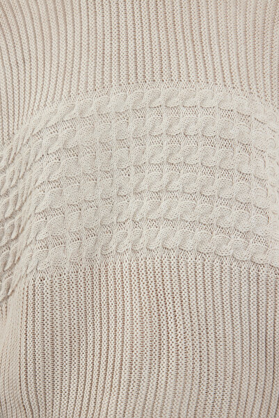 Trendyol Collection Basic Stone Crop Knitwear Sweater - Twoaw25Kz00258 with Hair Braid Detail