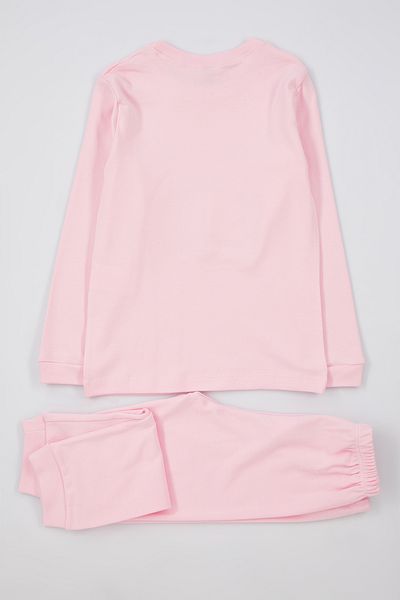 TRENDYOLKIDS Pink Seasonal Fine Patterned Pajamas Set for Girl - Knitted Bottom-top Set Tkdaw25au00012