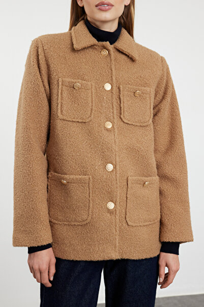 Trendyol Collection Normální midi norkový kabát – detail do kapsy, TWOAW25KB00054