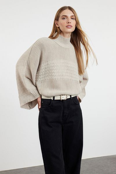 Trendyol Collection Pulover de bază pentru tricotaje cu piatră - cu detaliu de împletitură de păr TWOAW25KZ00258