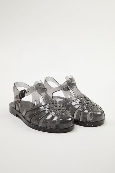 TRENDYOL SHOES Sandale de dama Jelly Negru Glitter TAKSS24SD00006