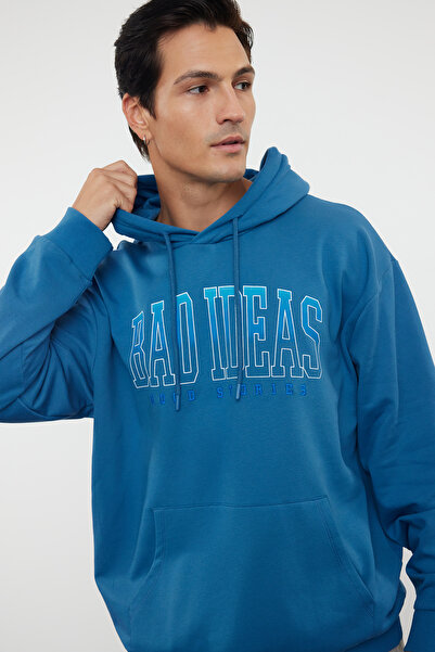 Trendyol Collection Φούτερ με κουκούλα με κουκούλα με τυπωμένο κέντημα Saks - TMNAW25SW00084