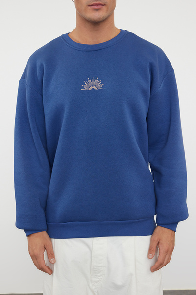 Kolekcia Trendyol Indigo OverSize Back Text Fleecová mikina - TMNAW25SW00056