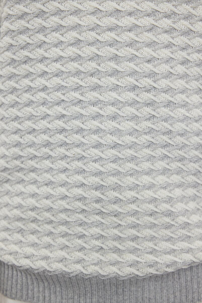 Trendyol Collection Stone Férfi karcsú, karcsúsított, kerékpáros nyakú texturált kötött pulóver TMNAW25KZ00020