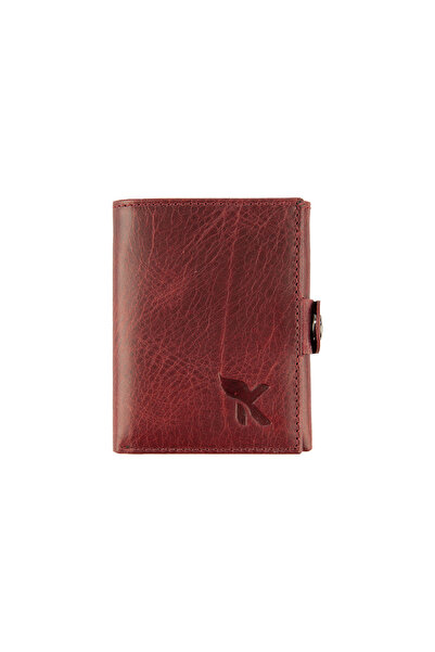 Karalı Deri Hakiki Deri Kartlık Bordo K583-06