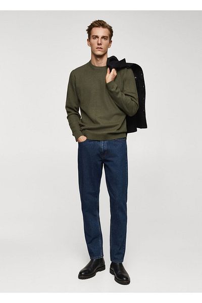 MANGO Man Strukturierter Baumwollpullover