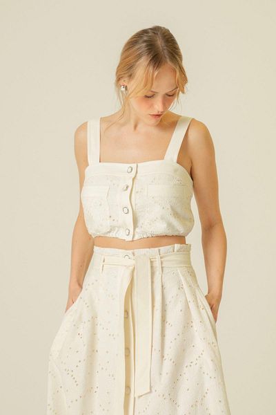Rue Studio Ecru Strap Bustier - Λεπτομέρεια από Guipure