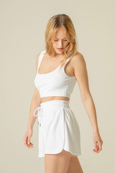 Rue Studio Crop Top alb - Prosop cu bretele