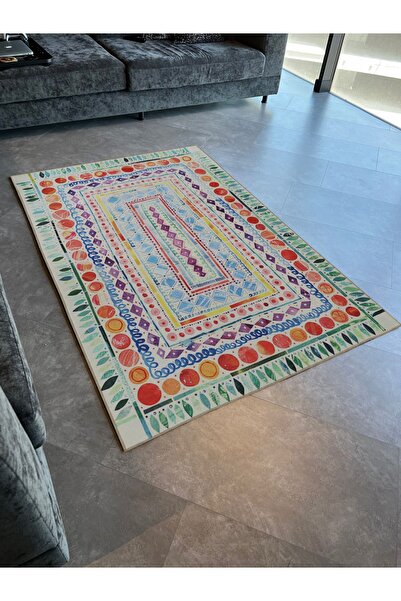 Rugs Modern Halı Açık Ton Çok Renkli Karma Şekil Desenli Modern Dekoratif Hal...