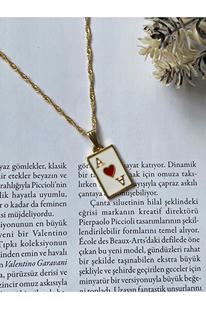 Fiamoss Kadın Altın Kaplama Kupa As Kolye Tarot Kart Kolye