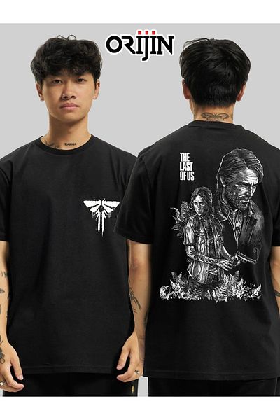 Orijin Tekstil The Last Of Us Ellie And Joel Μπροστινό εμπριμέ μαύρο μπλουζάκι Unisex