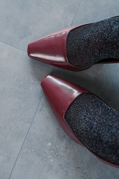 Ayakkabı Ateşi Claret Red Matte Patent Leather Open Back Design Women's Heeled Shoes Simera