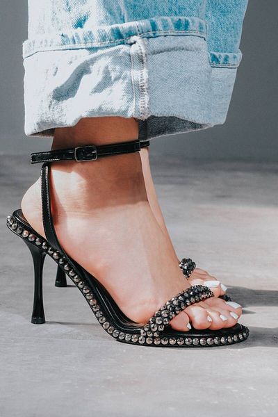 Ayakkabı Ateşi Piele Lacuita Neagra Silver Stone Special Design Toc Subtire Pantofi Dama Miller