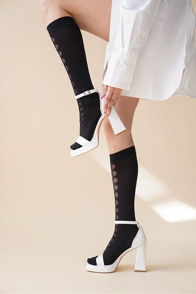 Ayakkabı Ateşi White Patent Leather Single Strap Women's Heeled Shoes Lorane
