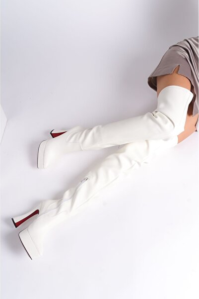 Ayakkabı Ateşi Біла шкіра Платформа Дизайн Жіночі черевики на високих підборах Cora