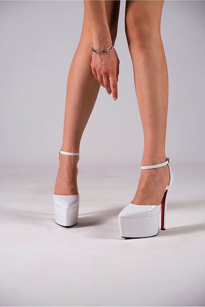 Ayakkabı Ateşi Patent Leather Platform White Heeled Women's Shoes - Special Design Drew