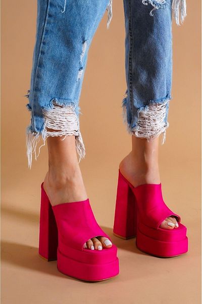 Ayakkabı Ateşi Fuchsia Suede Platform Women's Shoes Victoria