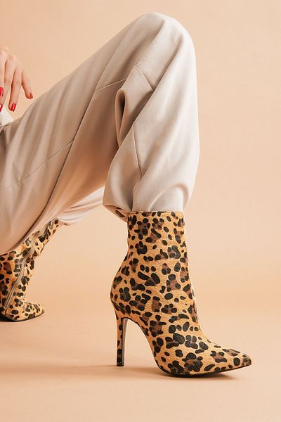 Ayakkabı Ateşi Γυναικείες μπότες με τακούνι Halden Leopard