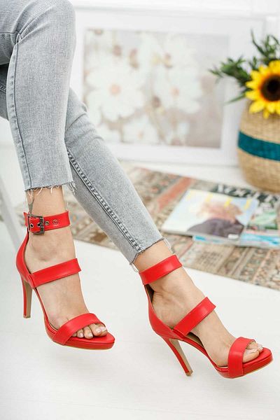 Ayakkabı Ateşi Red Skin 3-Stripe Heeled Women's Shoes Giorgia