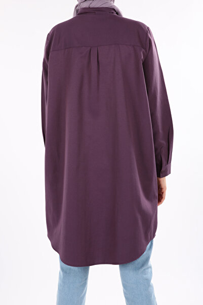 ALLDAY Podstawowa tunika koszulowa w kolorze winogronowym Plus Size