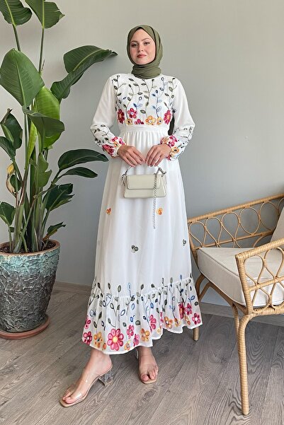 InStyle Daisy Flowers Chiffon Dress - White