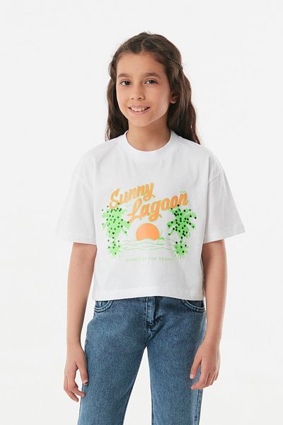 Fulla Moda Μπλουζάκι για κορίτσι με στάμπα Crew Neck
