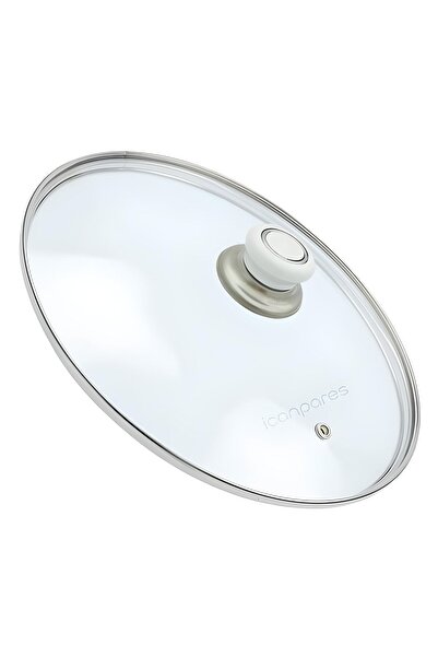 Doğuş Tencere Sahan Tava Cam Kapağı Kapak 20 Cm Beyaz Tutma Tepesi