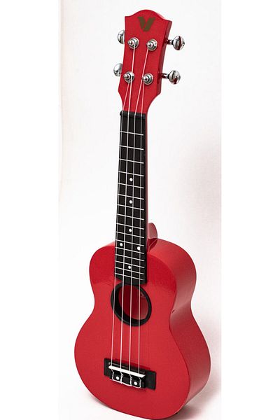 VALLER Red Soprano Ukulele - Uk110 Chrome Auger