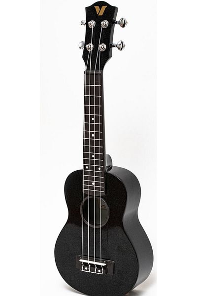 VALLER Black Soprano Ukulele - Uk110 Chrome Auger
