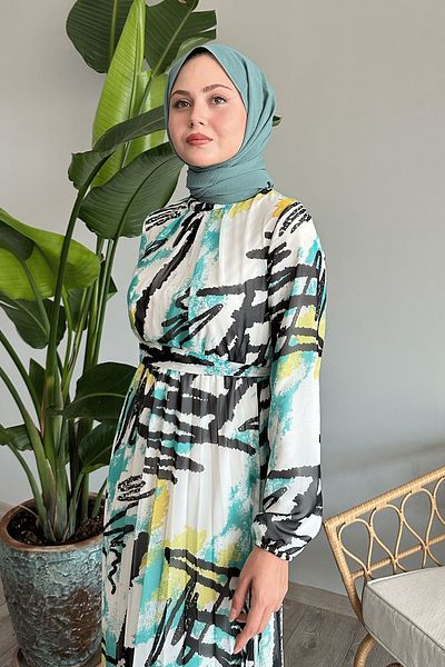 InStyle Mátové šifonové šaty se smíšeným proužkem