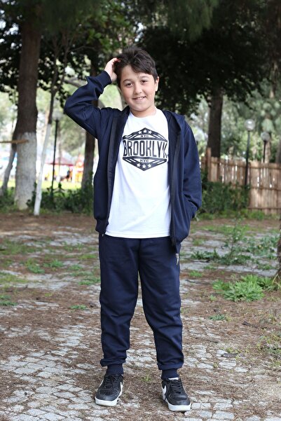 cm buseyiz 3lü set fermuarlı kapüşonlu eşofman takımı ve brooklyn baskılı t-shirt