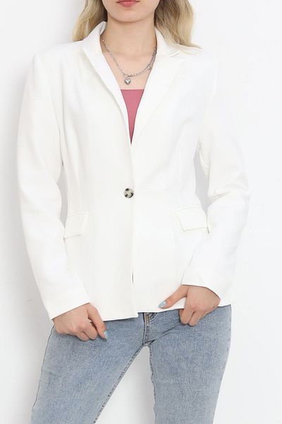 Moka Shopin MokaShopin White Blazer Jacket - 18851.1247