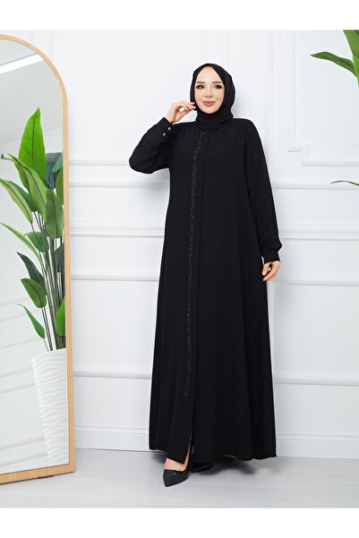 Zeynep Tesettür Dilruba Abaya Ferace - Siyah