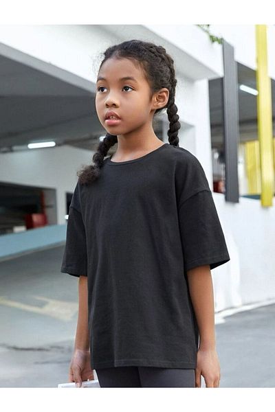 VASK Children's Oversize Unisex Back Japanese Text Cotton Crew Neck T-Shirt