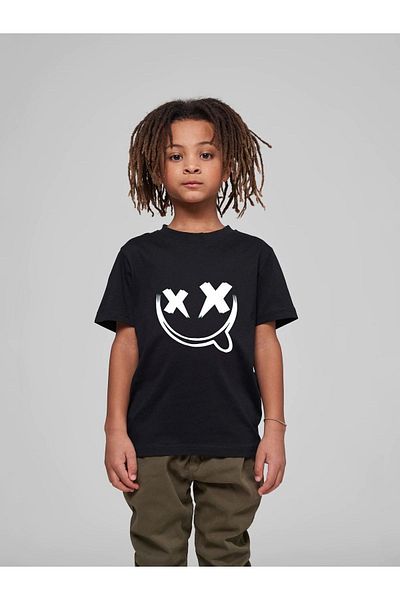 VASK Children's Oversize Unisex Crossed Face Cotton Crew Neck T-Shirt