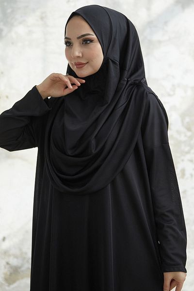 InStyle Rochie de rugăciune neagră dintr-o singură piesă