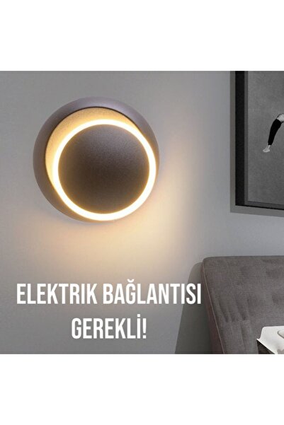 fullreyon Siyah Alüminyum Kasa, Elektrikle Çalışır, 6 Watt, Günışığı,  Yatakbaşı Aplik Modern Gece Lambası