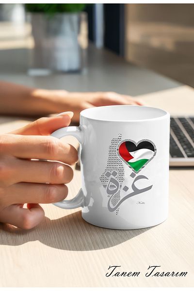 Tanem Tasarım كوب كلاسيكي بطبعة فلسطين، غزة، القدس