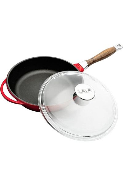 Lava 24 cm Red Red Metal Round Frying Pan with Glass Lid