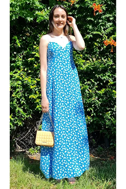 Ladyone Patterned Viscose Women's Dress - Rubber Rope Strap